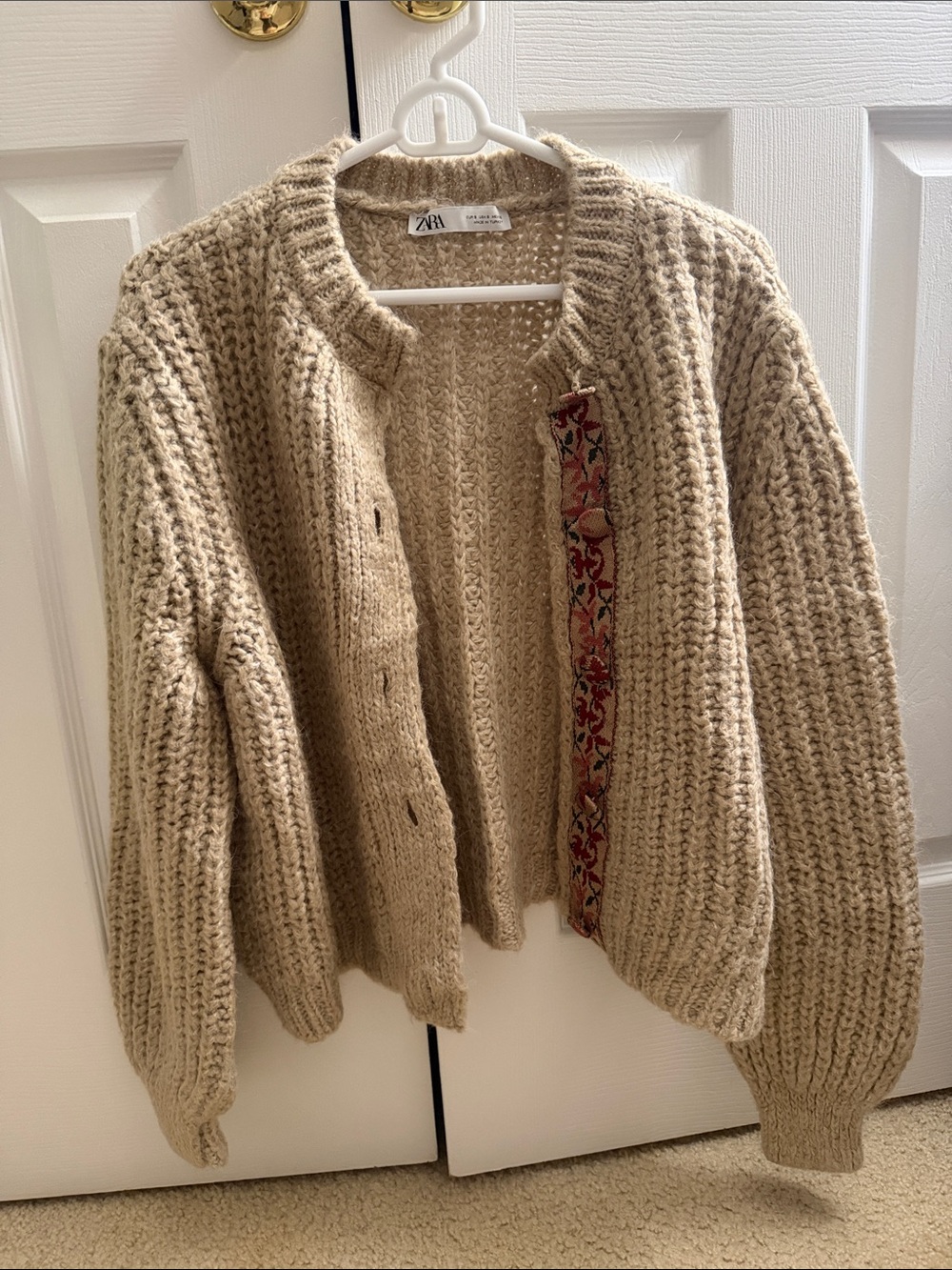 Zara Beige Chunky Knit Cardigan